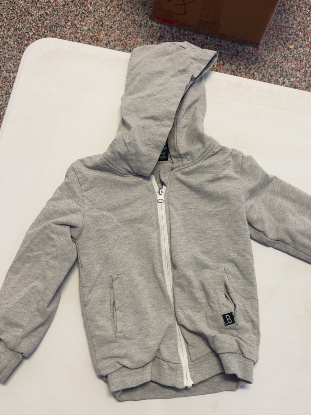 Little Bipsy Light Gray Hooded Zip Sweatshirt